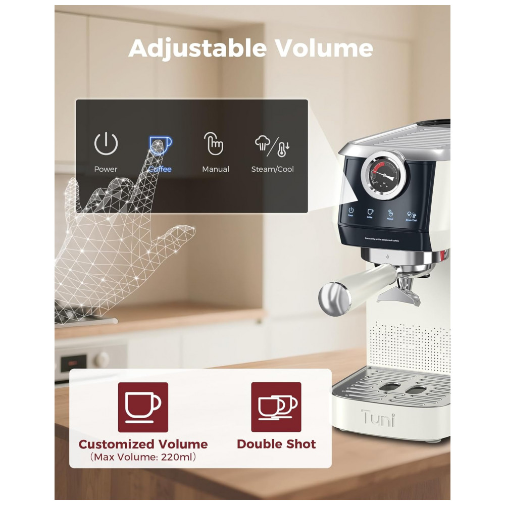 ECTQZY8PXXCF0B_5-1.jpg - Máquina de Espresso 58mm, Dupla Caldeira, 20 Bar, Controle Touch, Tuni, Inox, Marfim, 110V